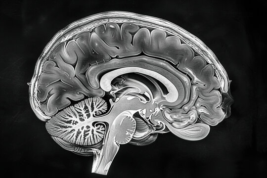 X-ray of the human brain.  Cross section structure