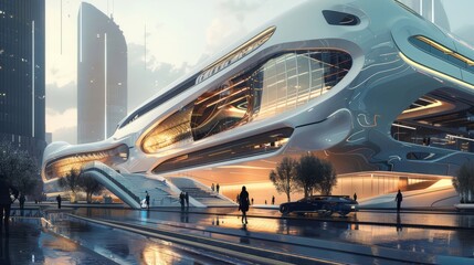 futuristic modern public building concept