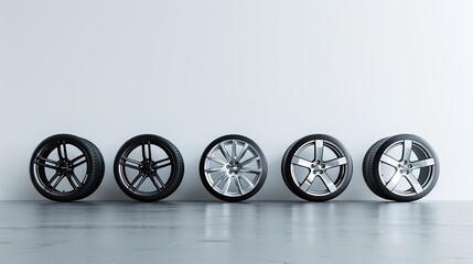 Showcase of 22Inch Sport Rims with Ample Space for Copy on plain background. copy space for text.
