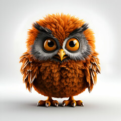Fototapeta premium Owl isolated on white background. 3D illustration. Cartoon style.