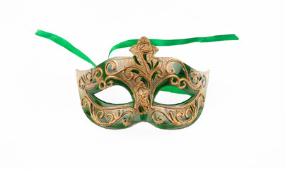 green italian carnival mask isolated on white background