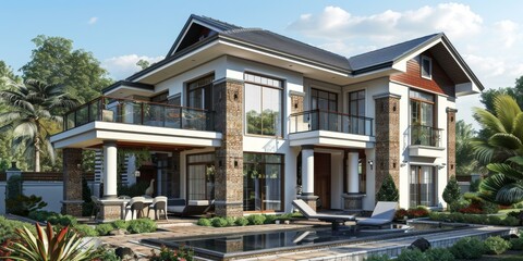 Fototapeta premium Modern Luxury Villa with Swimming Pool