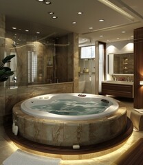Luxury Round Bathtub in Modern Bathroom