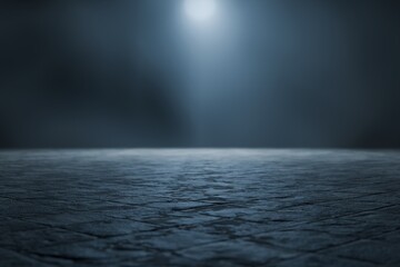 Interior dark room, hangar with concentrate wall and floor, fog and mist environment. 3d render. 