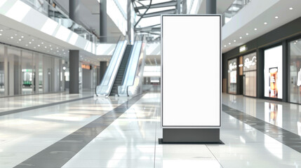 Blank showcase billboard or advertising light box for your text message or media content  in modern department store shopping mall
