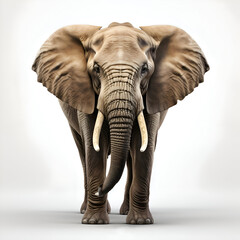 Obraz premium Elephant standing isolated on white background with clipping path. 3D illustration
