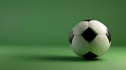 soccer ball on a glowing green background , room for copy