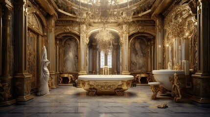 Obraz premium Interior of the church of st john the baptist. AI generated art illustration.