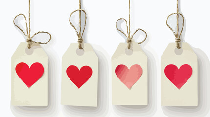 Shopping tags with paper hearts on white background vector