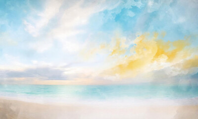 海と空の水彩背景　