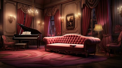 Interior of a hotel. AI generated art illustration.