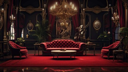 Naklejka premium Interior of a hotel. AI generated art illustration.