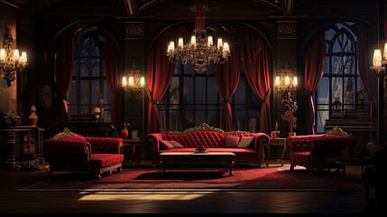 Obraz premium Interior of a hotel. AI generated art illustration.