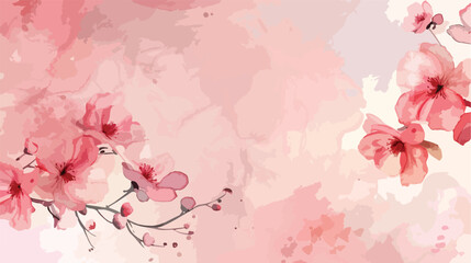 Spring pink floral with watercolor for background wed