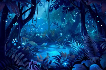 Naklejka premium Glowing tropical forest background