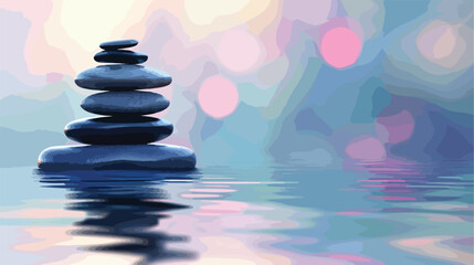 Stack of spa stones on blurred background Vector illustration