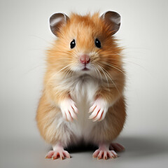 Funny hamster isolated on gray background. 3d rendering.