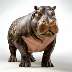 Obraz premium Hippopotamus isolated on white background. 3D illustration.