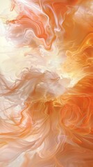 Fototapeta premium Abstract painting featuring swirling orange and white colors