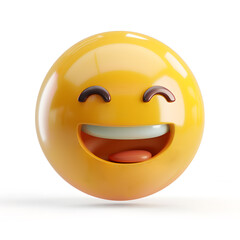 Fototapeta premium 3D cute yellow smile icon isolated on white background