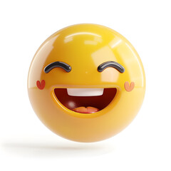 Fototapeta premium 3D cute yellow smile icon isolated on white background