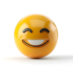 Fototapeta premium 3D cute yellow smile icon isolated on white background
