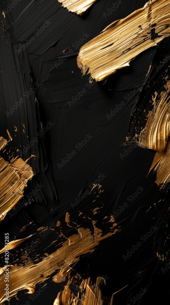 Poster black canvas adorned with shimmering gold streaks, creating a luxurious and enchanting effect
