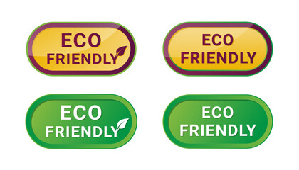 Bio organic sticker or eco natural label. Ecology tag set. Vector illustration isolated on white background