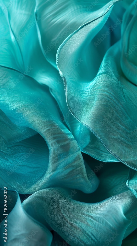Poster close up of flowing blue fabric, creating a serene and abstract background