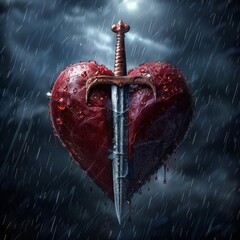 Bleeding heart sword in the rain