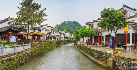 Tourism Scenery of Ancient Towns, Ancient Buildings, and Rivers in the Mountainous Areas of Anhui Province, China