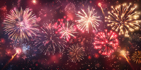 Fototapeta premium Abstract colored firework background with free space for text 