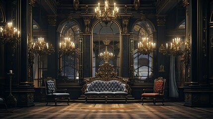 Obraz premium Interior of a luxury hotel. AI generated art illustration.