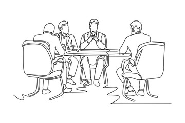 Client and customer concept. Single line draw design vector graphic illustration.