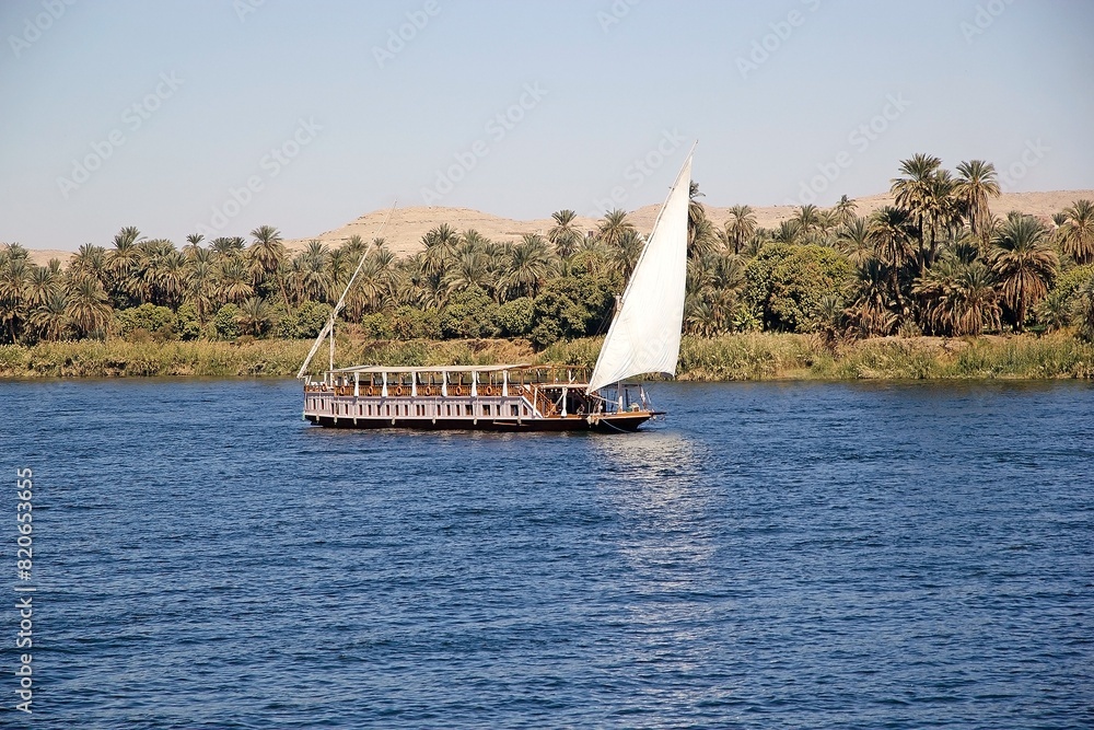 Sticker Nile cruises by dahabeah along the Nile river between Luxor and Aswan, Egypt