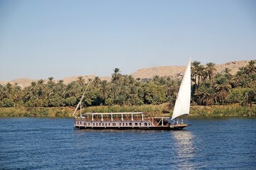 Nile cruises by dahabeah along the Nile river between Luxor and Aswan, Egypt