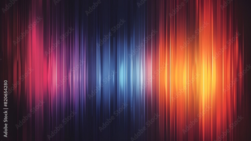 Poster vertical alignment of glowing vertical lines, varying in color from deep blue to bright orange. thes
