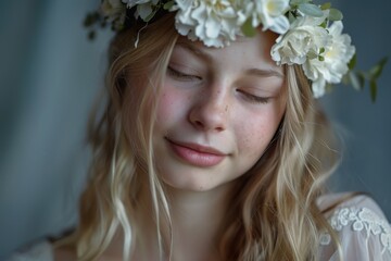 Naklejka premium young woman with flower crown