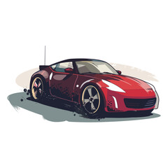Obraz premium Car vector flat design with brush print and brush background