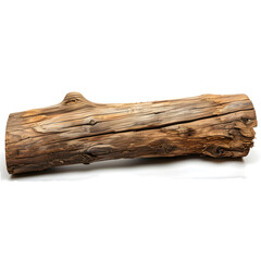 Horizontal wood log isolated on white background
