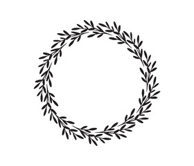 Hand drawn floral oval frame wreath vector on white background