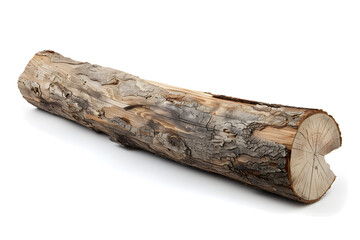 Horizontal wood log isolated on white background