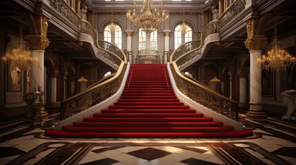 Obraz premium Red carpet in the church. AI generated art illustration.