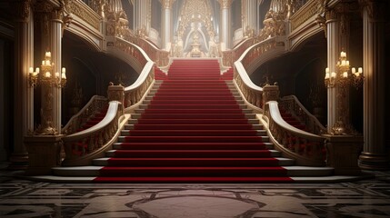Obraz premium Red carpet in the church. AI generated art illustration.