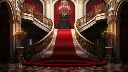 Obraz premium Red carpet in the church. AI generated art illustration.