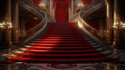 Obraz premium Red carpet in the church. AI generated art illustration.