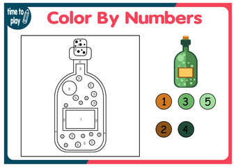 children's educational game. logic game. handwriting training. coloring by numbers. bottle