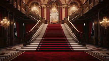 Obraz premium Red carpet in the church. AI generated art illustration.