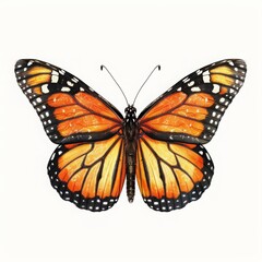 Fototapeta premium High-resolution image of a vibrant monarch butterfly with detailed wings spread open, showcasing its stunning orange and black patterns.
