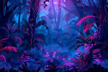 Fototapeta na wymiar fairy painting jungle background scene